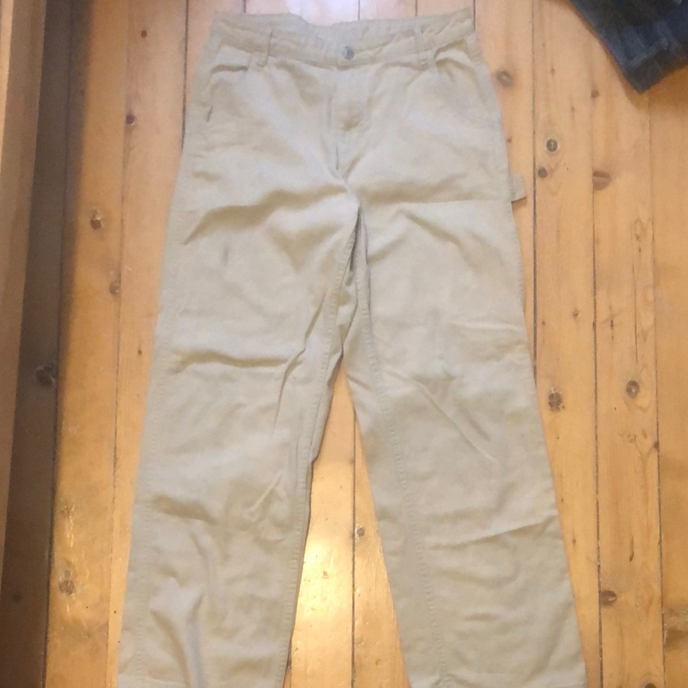 Tan straight-leg defrost Jean